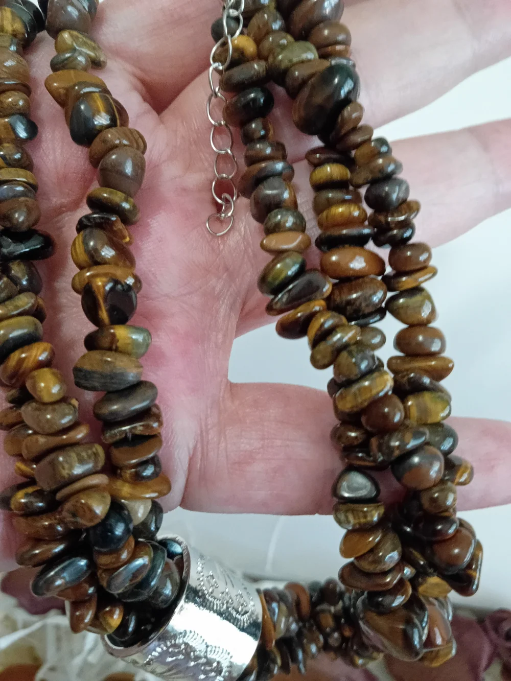 JTV Brown Tiger Eye Multi-Strand Necklace with Silver Dragonfly Pendant